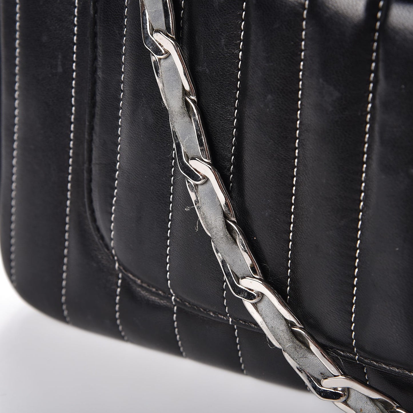 Lambskin Vertical Quilted Mademoiselle Small Camera Case Black