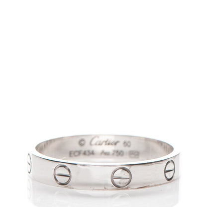 Cartier 18K White Gold 4mm LOVE Wedding Band Ring 60 9 1 of 4