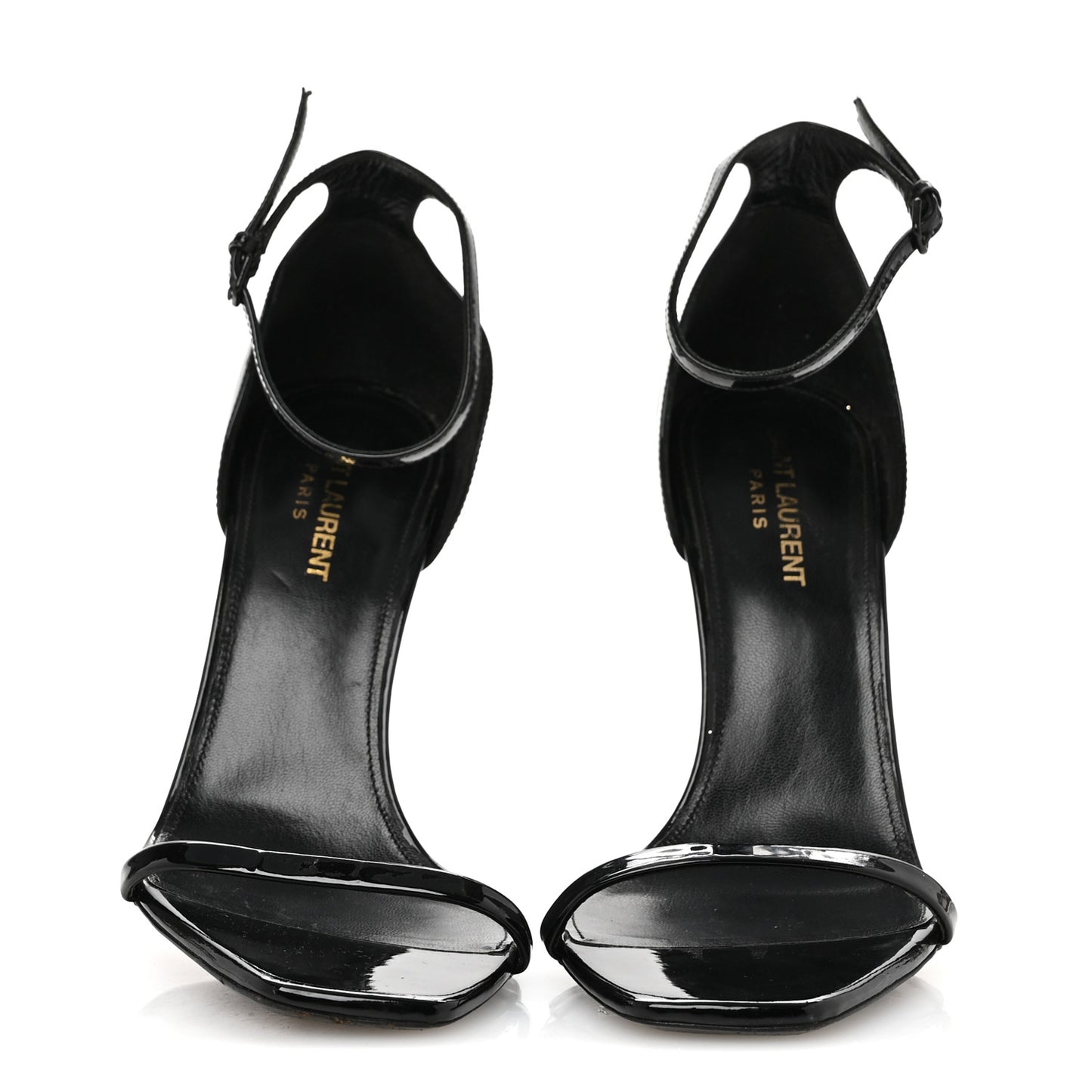 Patent Calfskin Opyum 110 Sandals 39.5 Black Gold