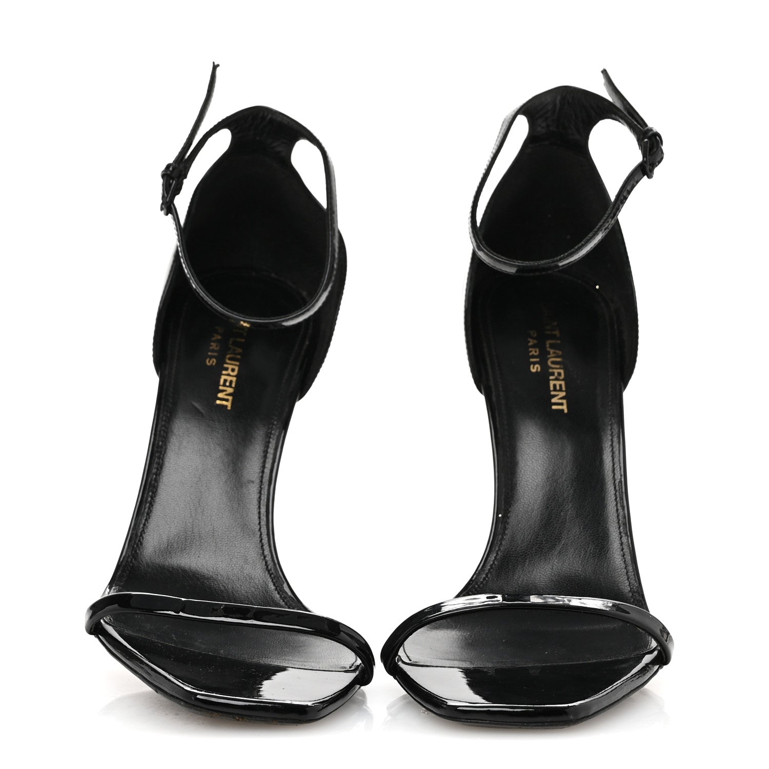 Saint Laurent Patent Calfskin Opyum 110 Sandals 39.5 Black Gold 3 of 8