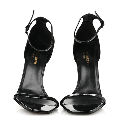 Saint Laurent Patent Calfskin Opyum 110 Sandals 39.5 Black Gold 3 of 8