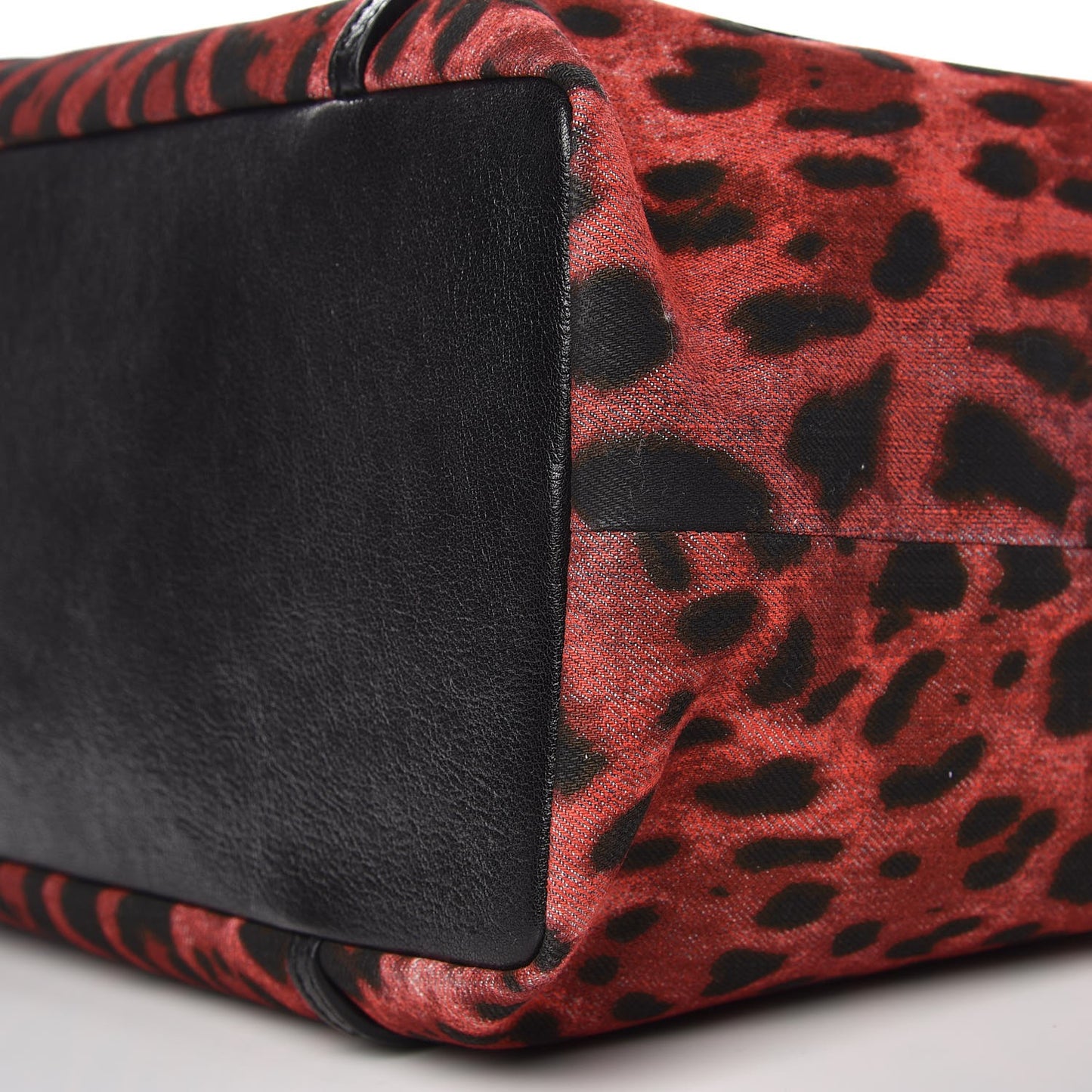 Denim Leopard Print Shopping Tote Red