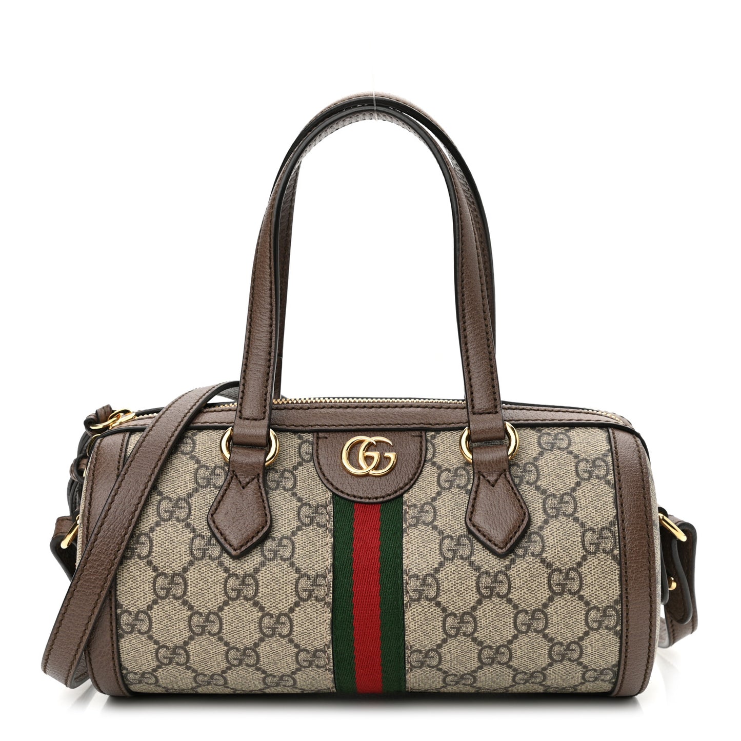 GG Supreme Monogram Web Small Ophidia Boston Bag Beige New Acero
