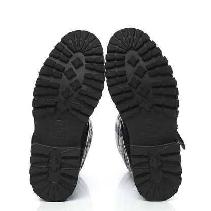 Chanel Calfskin Tweed Nylon Printed Boots 39 Black 5 of 12