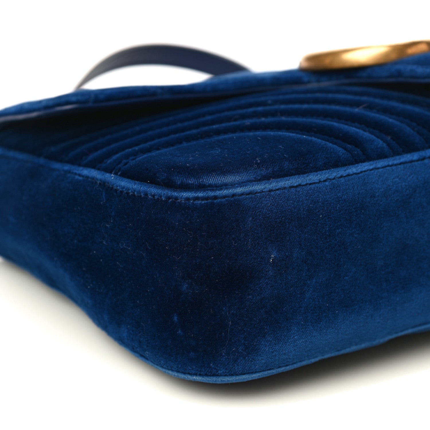 Gucci Velvet Matelasse Medium GG Marmont Shoulder Bag Cobalt Blue 8 of 9