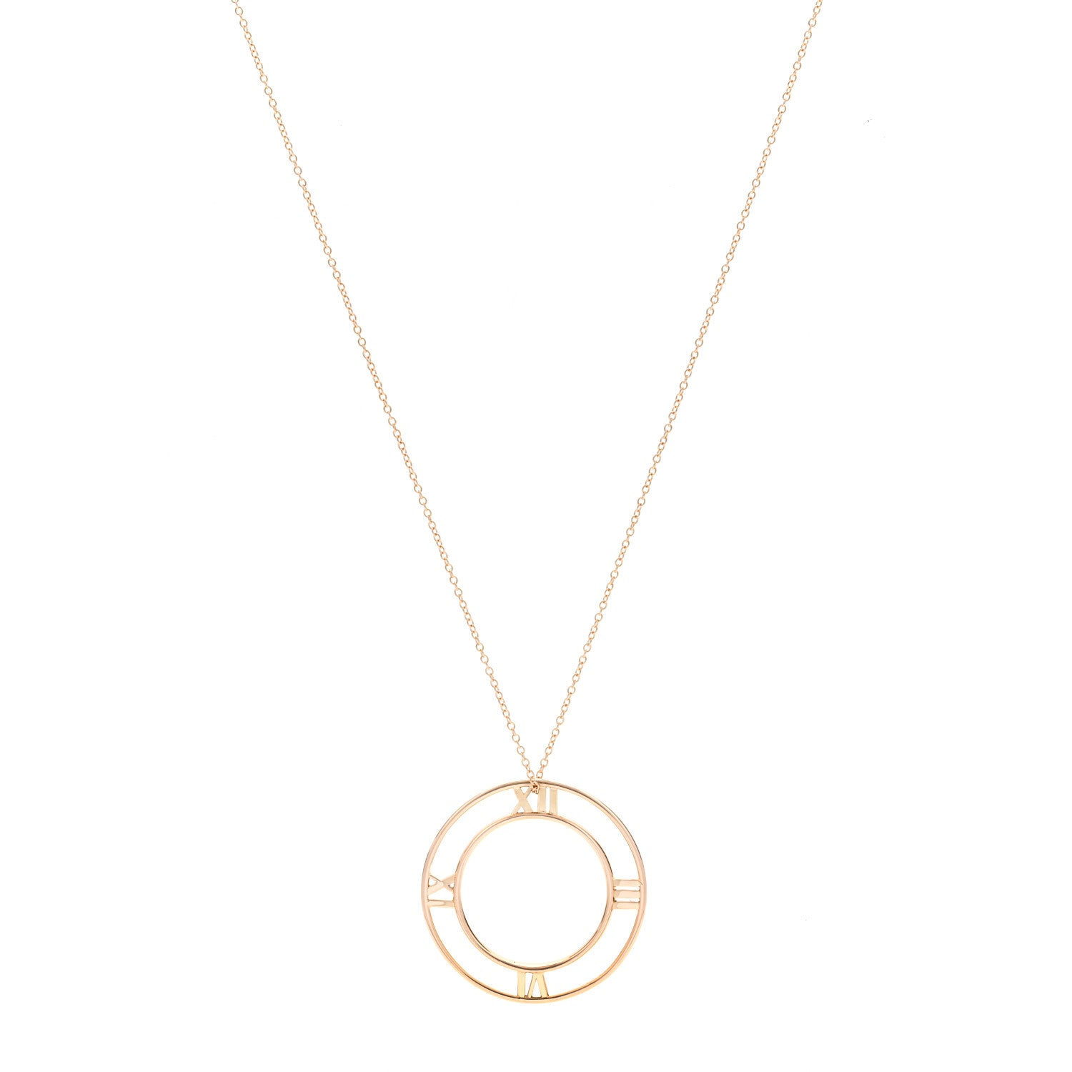 Tiffany 18K Rose Gold Medium Atlas Open Pendant Necklace 1 of 5
