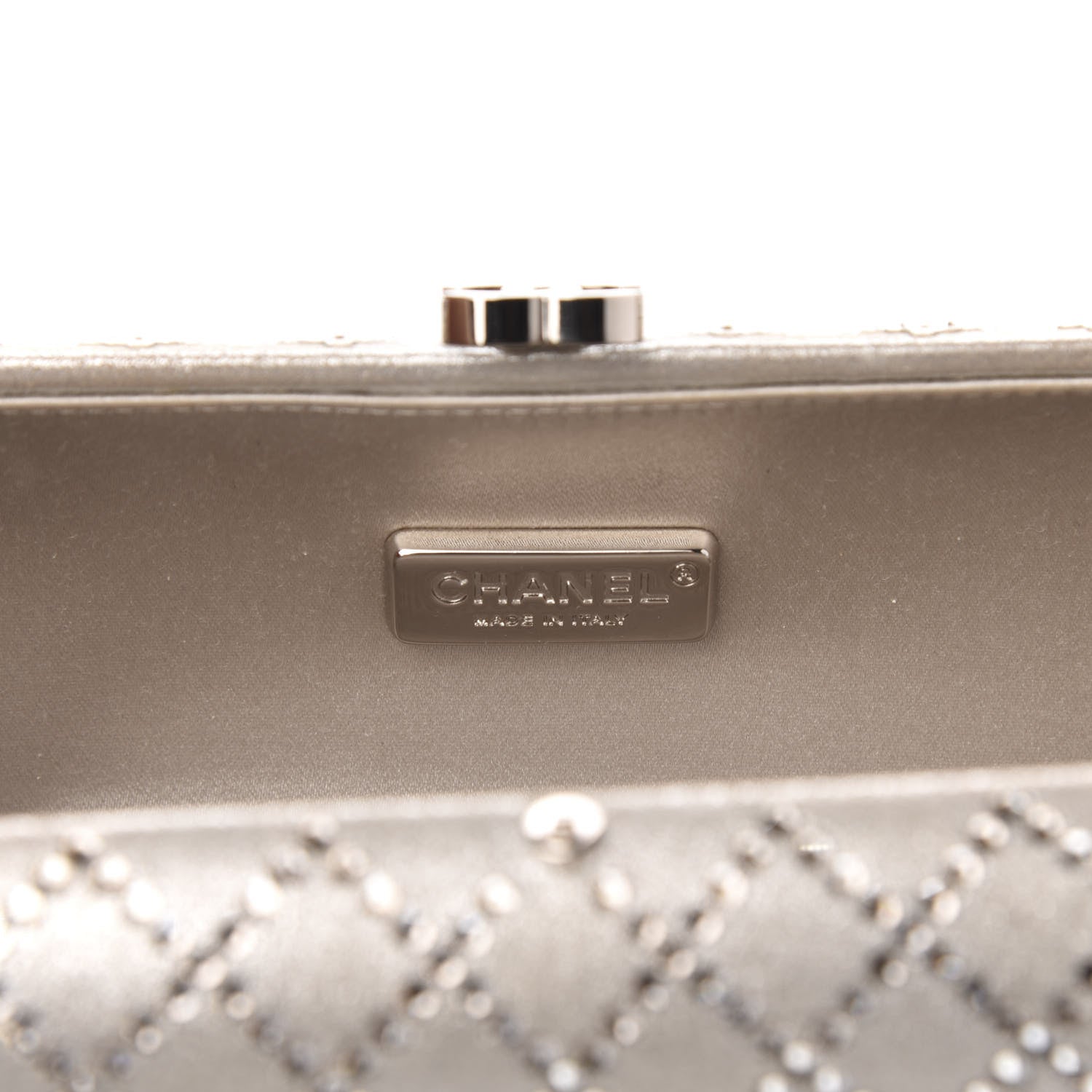 Chanel Iridescent Lambskin Crystal Quilted Clutch Silver 6 of 10