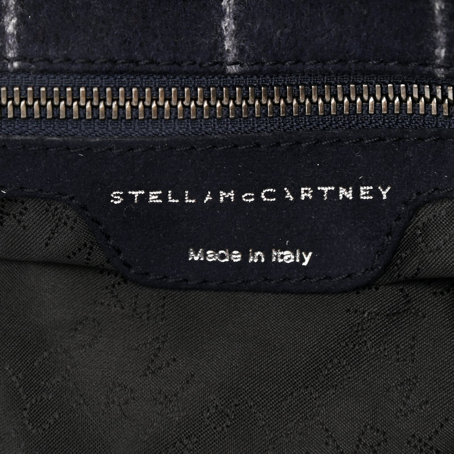 Wool Stripe Falabella Fold Over Tote Navy