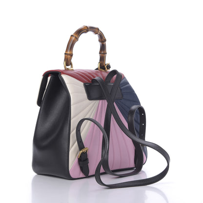 Gucci Calfskin Bamboo Trapuntata Queen Margaret Backpack Blue Agata Hibiscus Red Mystic White Sugar Pink 2 of 11