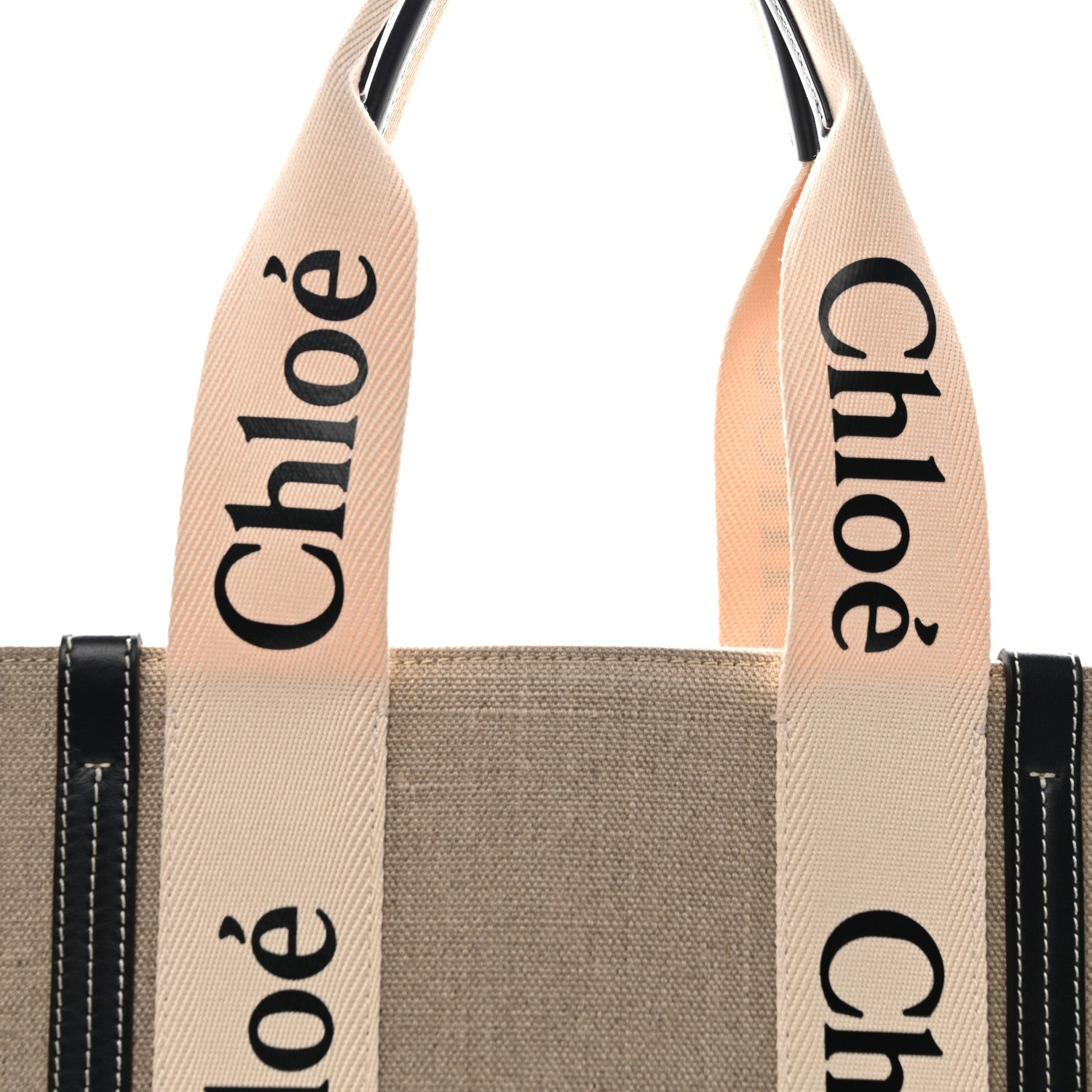 Chloe Cotton Calfskin Large Woody Ribbon Tote White Blue 8 of 10