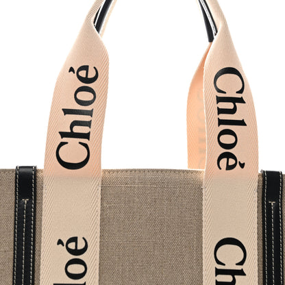 Chloe Cotton Calfskin Large Woody Ribbon Tote White Blue 8 of 10