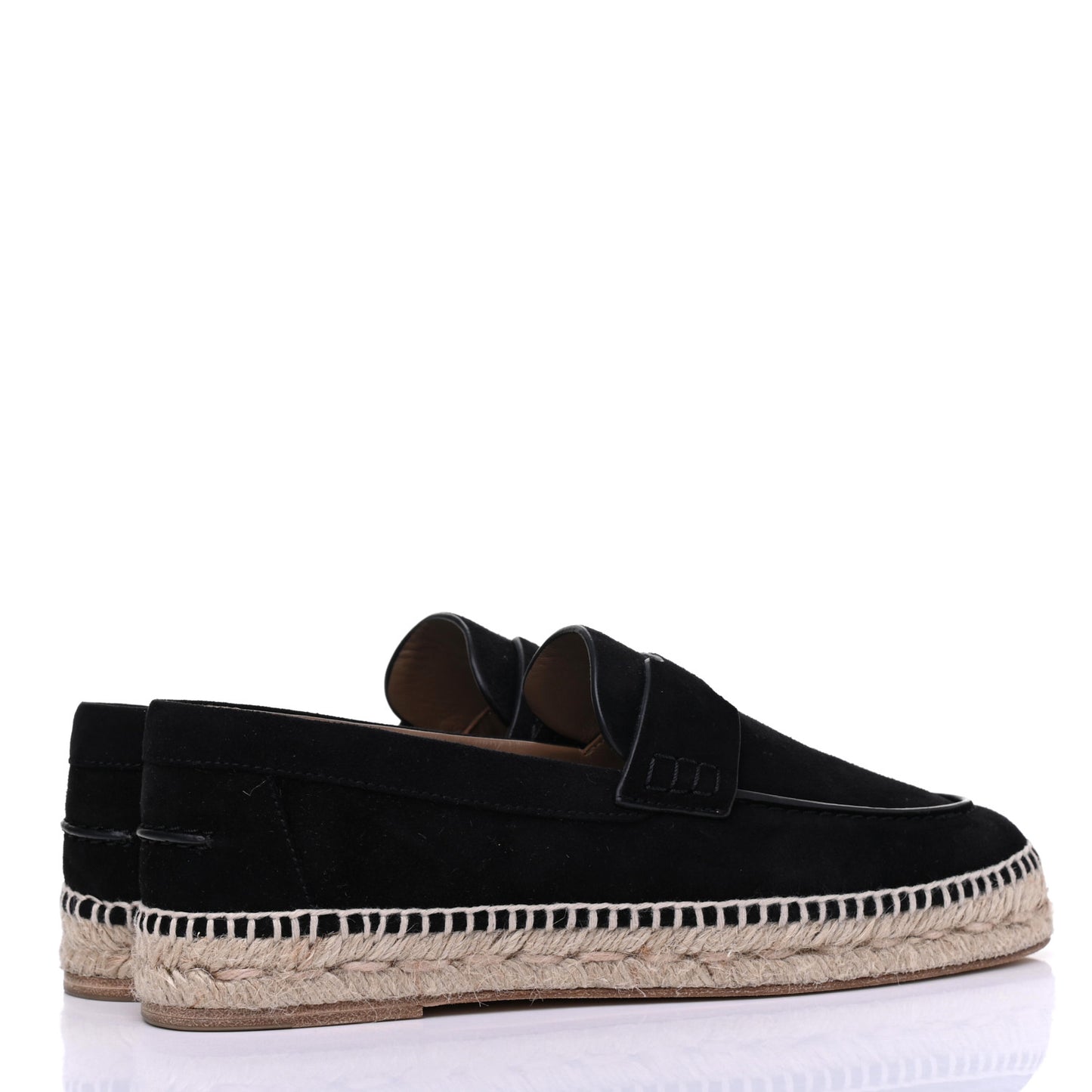 Suede Calfskin Womens Trip Espadrilles 36 Black