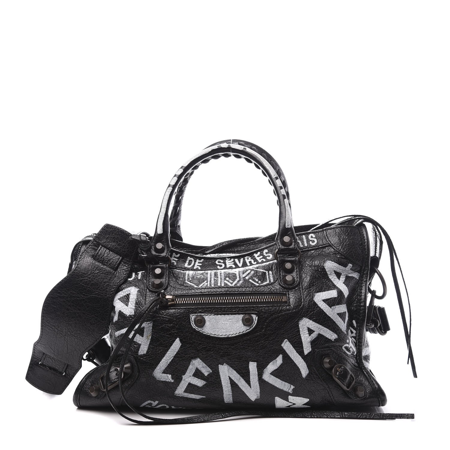 Balenciaga Agneau Classic Hardware Graffiti All Over S City Black 1 of 13