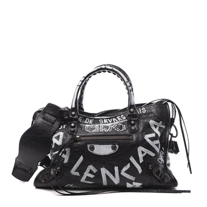 Balenciaga Agneau Classic Hardware Graffiti All Over S City Black 1 of 13