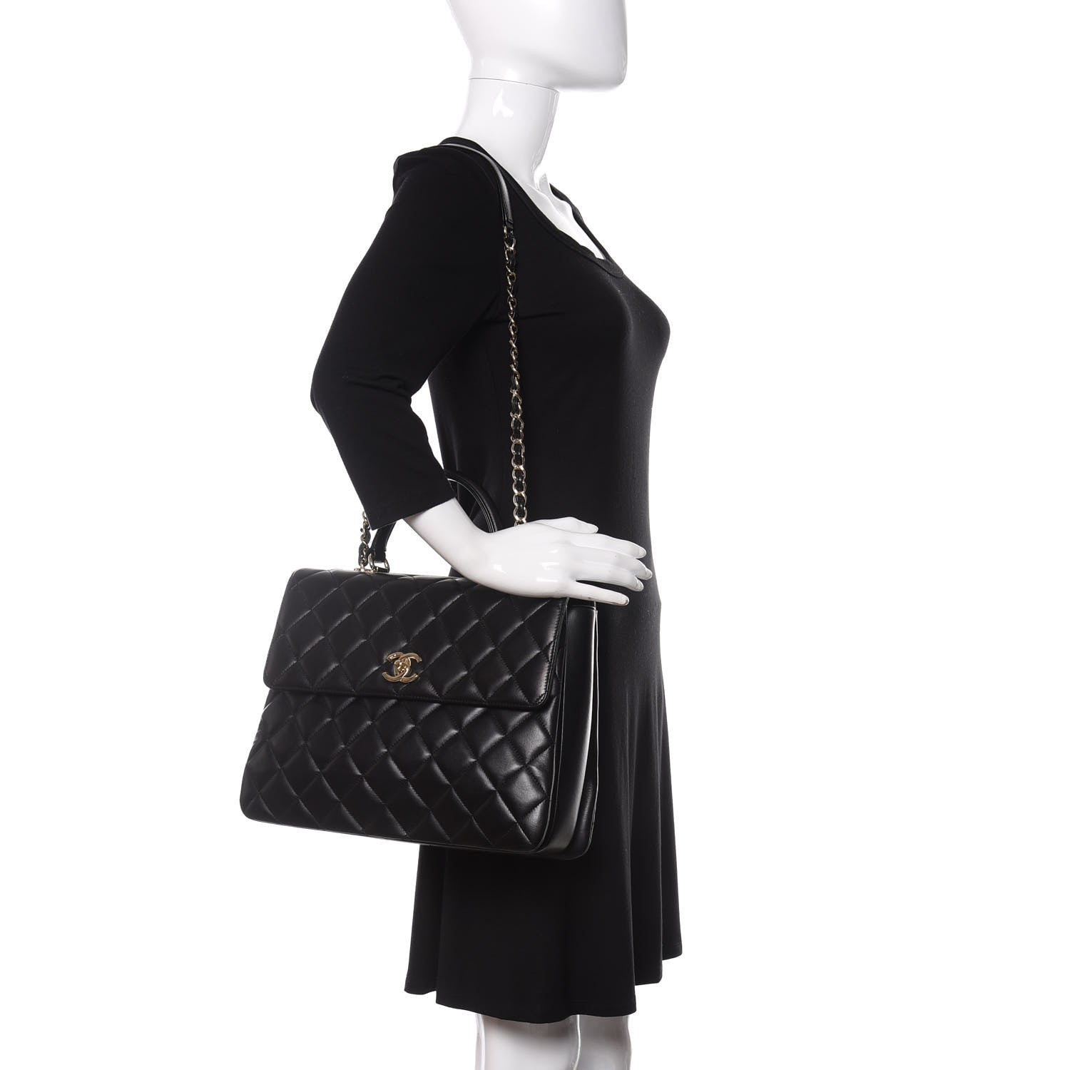 Chanel Lambskin Quilted Large Trendy CC Dual Handle Flap Bag Black 2 of 15