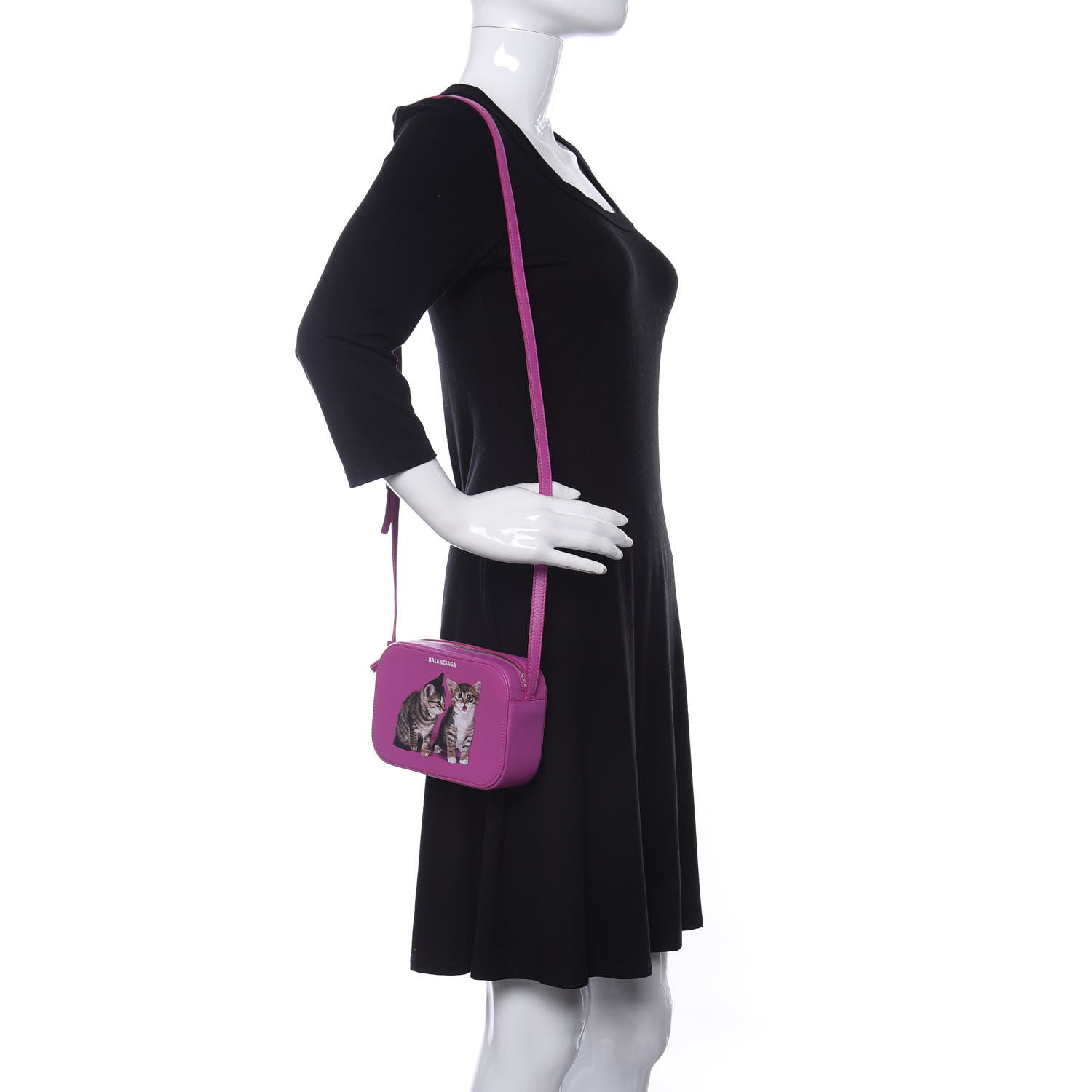 Balenciaga Calfskin Kittens Logo XS Everyday Camera Bag Fuchsia 2 of 8