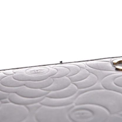 Chanel Lambskin Camellia Embossed Large Zip Around Gusset Wallet Black 10 of 12