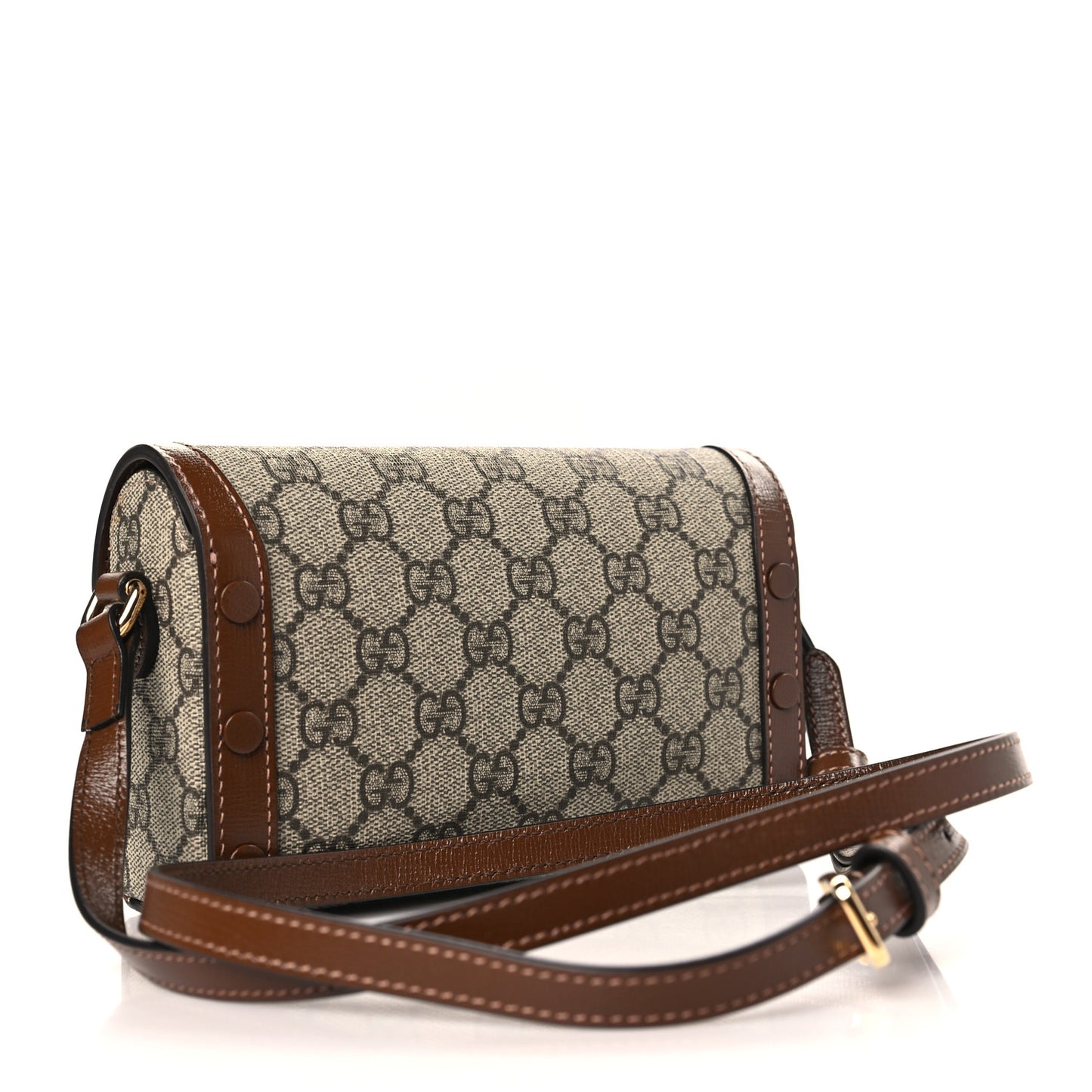 GG Supreme Monogram Mini Horsebit 1955 Shoulder Bag Beige Brown Sugar