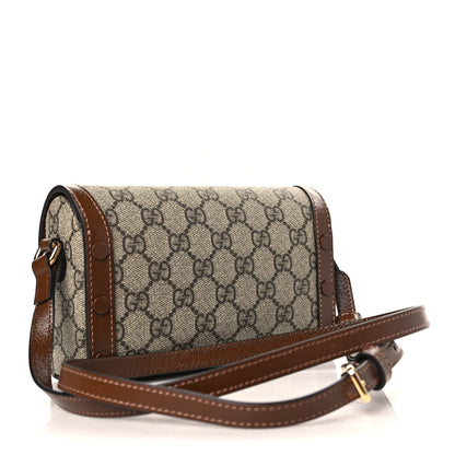 Gucci GG Supreme Monogram Mini Horsebit 1955 Shoulder Bag Beige Brown Sugar 3 of 9