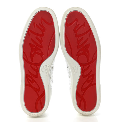 Christian Louboutin Calfskin Mens Louis Junior Spikes Orlato Flat Sneakers 42 White Sliver 5 of 10