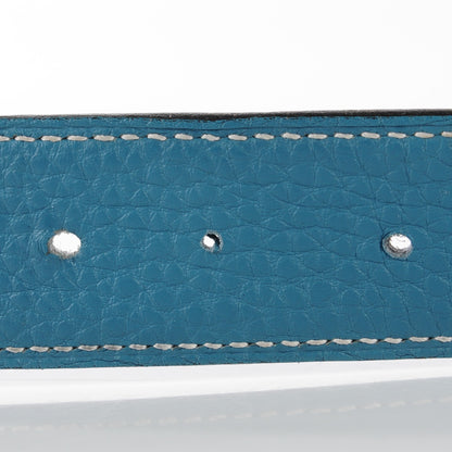 Hermes Box Togo 24mm H Belt 85 Black Blue Jean 4 of 14