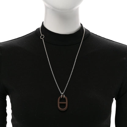 Hermes Vulcanium Chaine d'Ancre Necklace Silver Brun 2 of 6