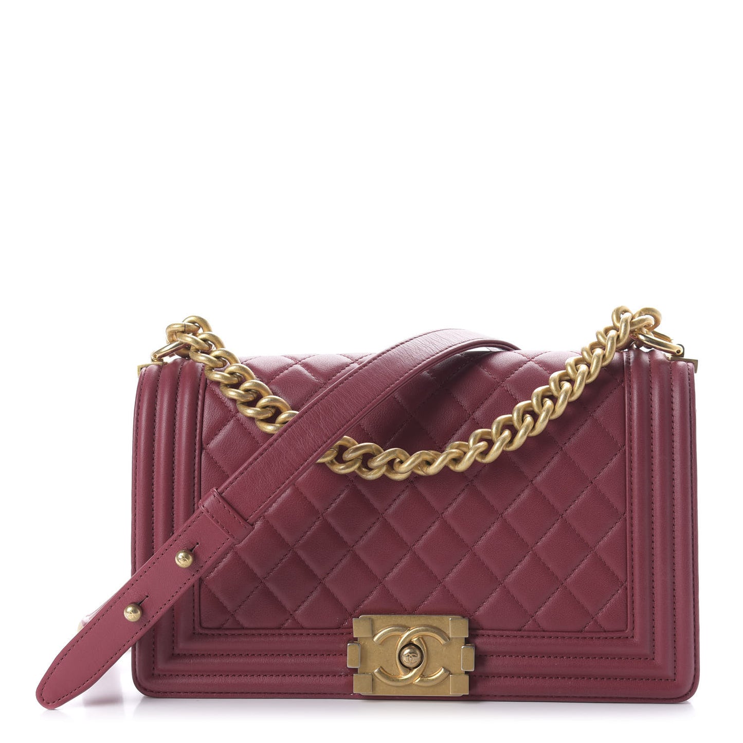 Lambskin Quilted Medium Boy Flap Red