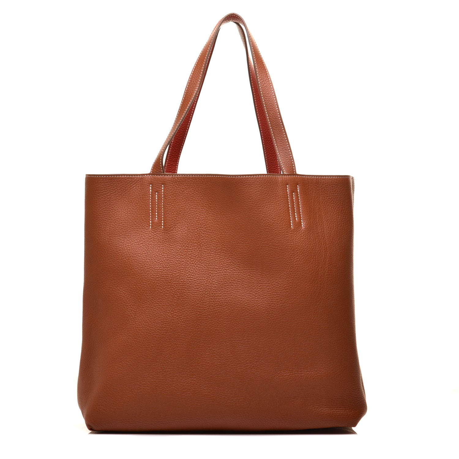 Hermes Taurillon Clemence Double Sens 36 Reversible Tote Gold Sanguine 4 of 16