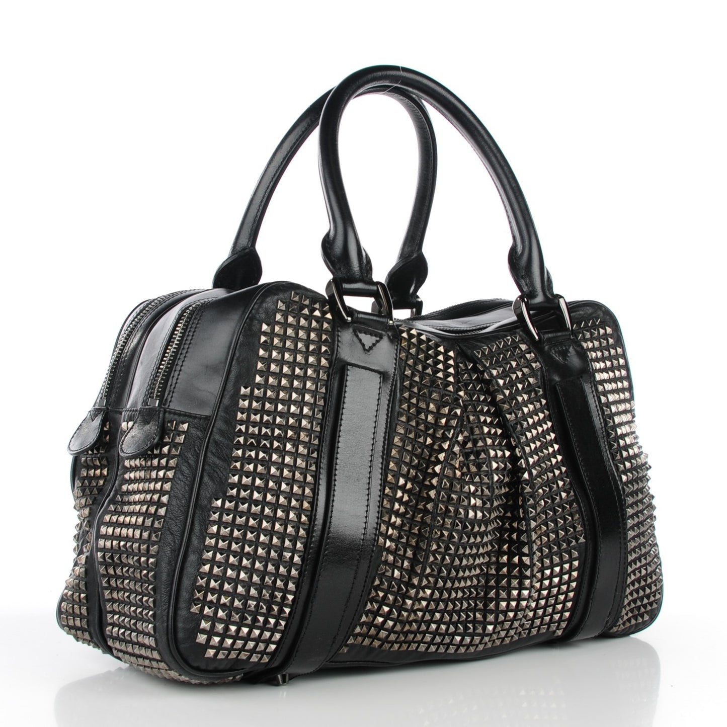 Prorsum Calfskin Studded Knight Satchel Black