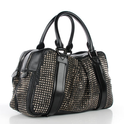 Burberry Prorsum Calfskin Studded Knight Satchel Black 3 of 8