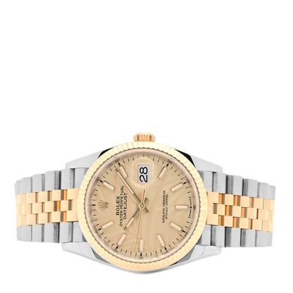 Rolex Stainless Steel 18K Yellow Gold 36mm Oyster Perpetual Datejust Watch Golden Palm 126233 2 of 5