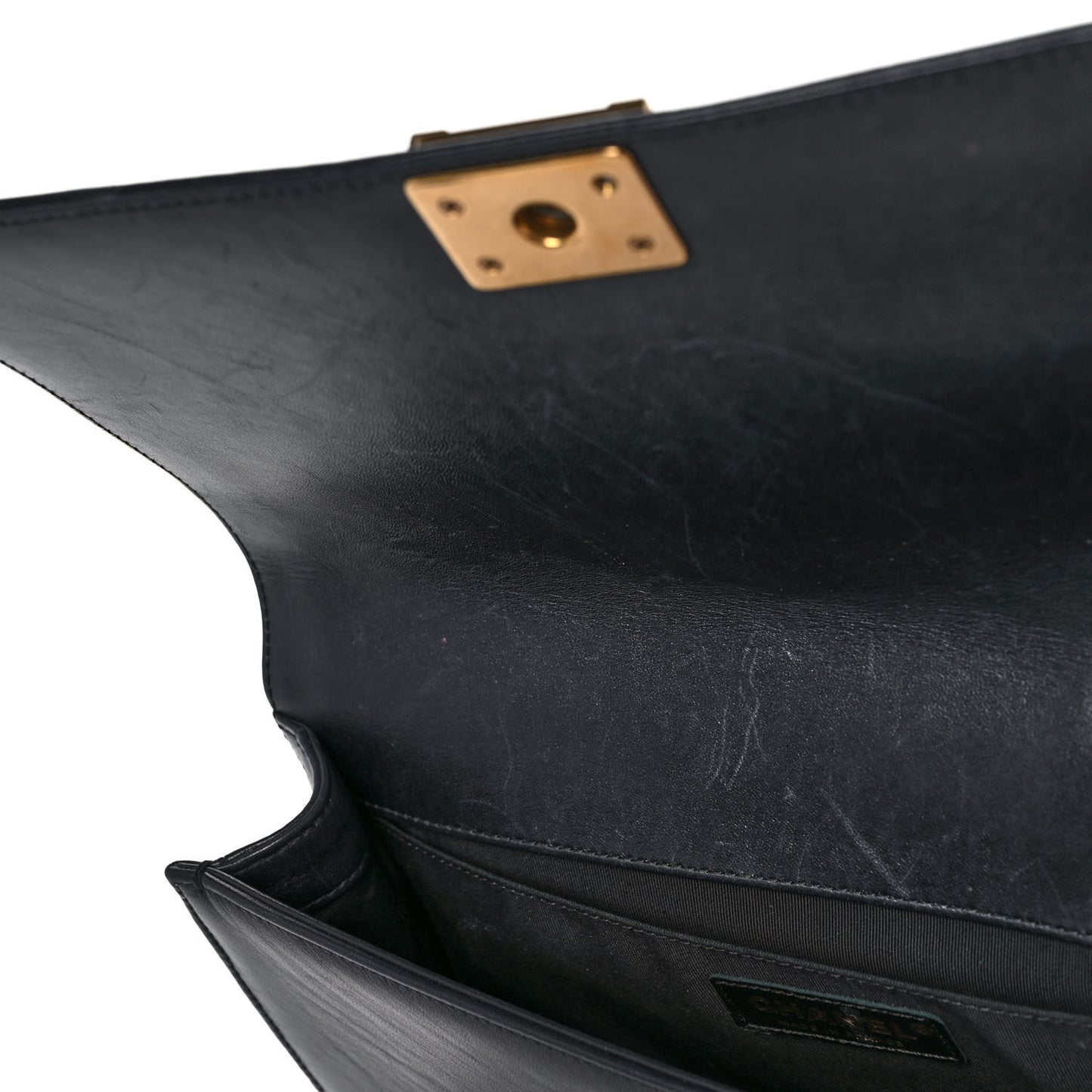 Lambskin Quilted Boy Flap Clutch Black