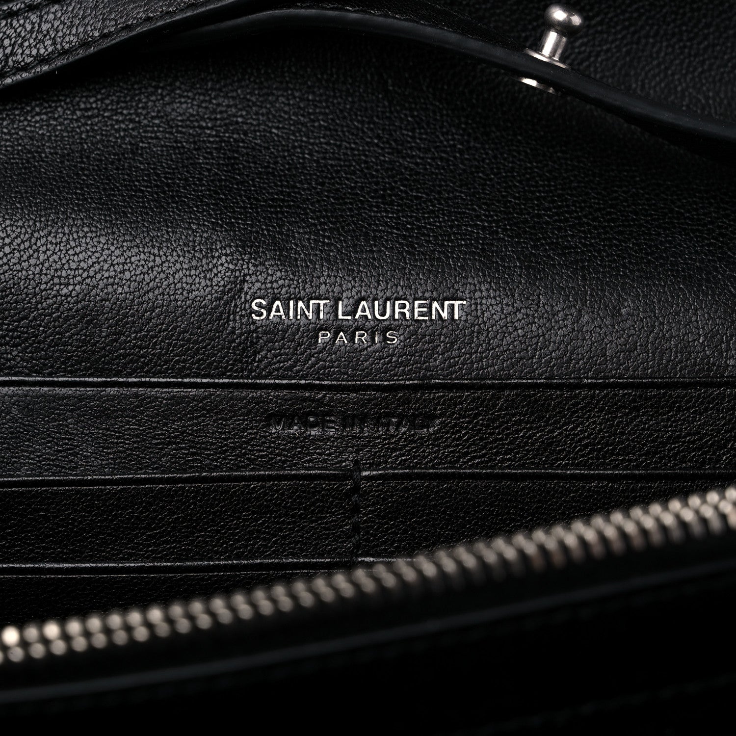 Saint Laurent Lambskin Bandana Studded Monogram Chain Wallet Black 6 of 15