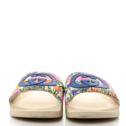 Gucci X KEN SCOTT Rubber Infinity Giardino d Apri Interlocking G Womens Pool Slide Sandals 39 Ivory Pink Wild Rose 2 of 8