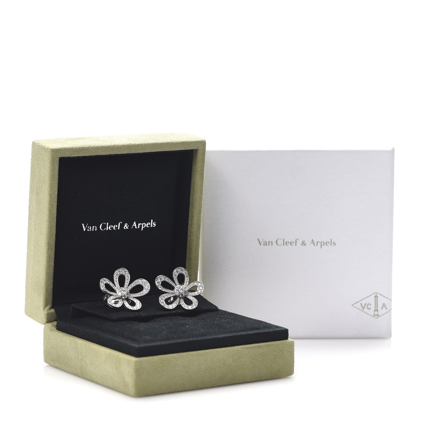 18K White Gold Diamond Flowerlace Earrings