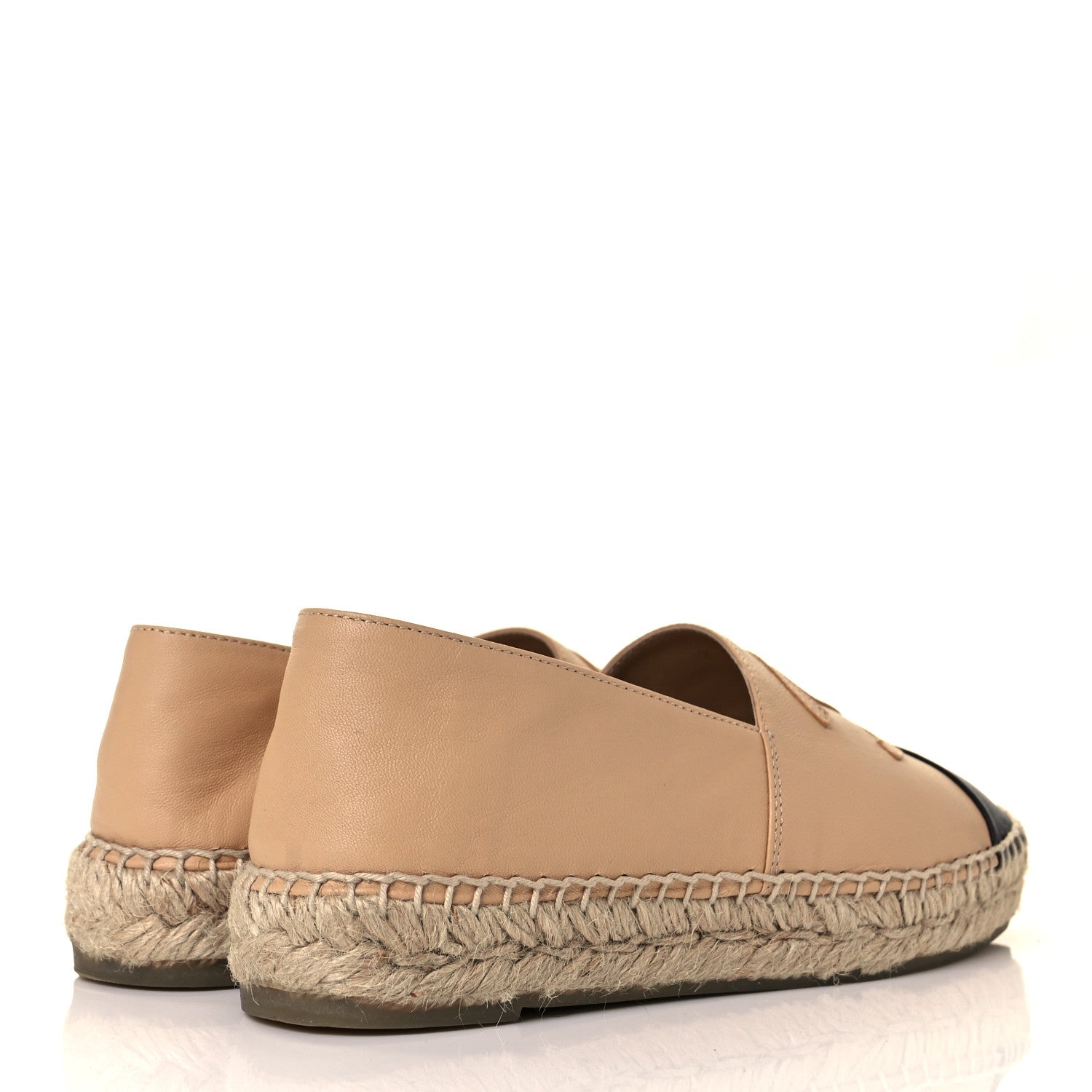 Chanel Lambskin CC Espadrilles 35 Beige Black 4 of 10