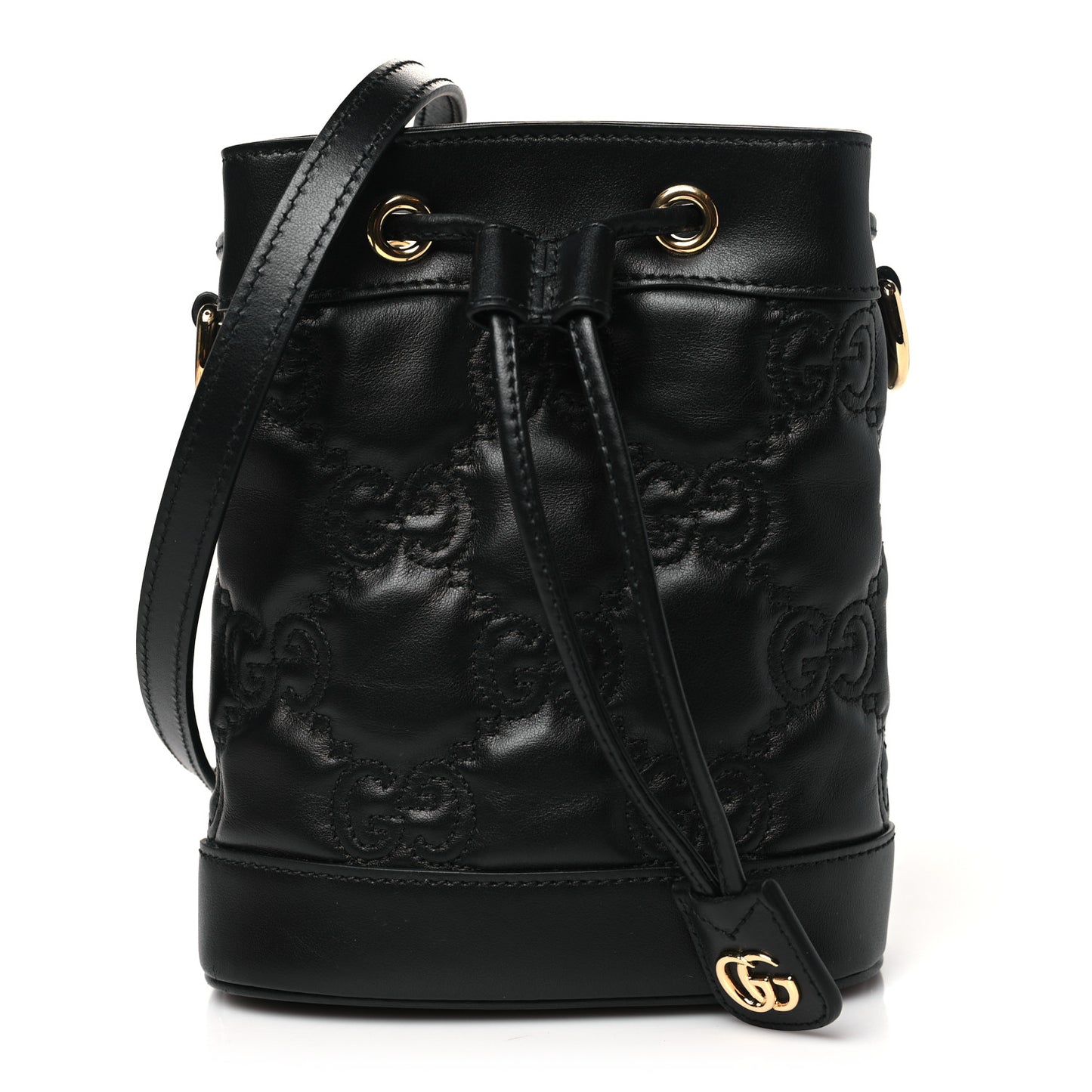 Calfskin GG Matelasse Bucket Bag Black