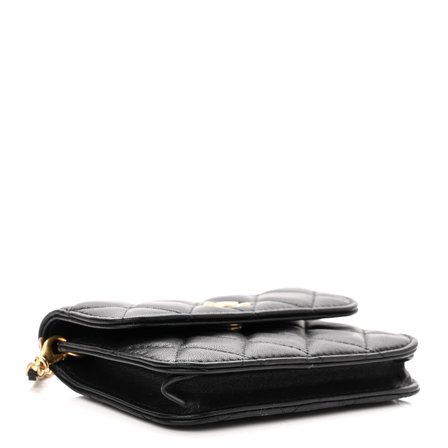 Chanel Lambskin Quilted Pearl Crush Clutch With Chain Black 4 of 12