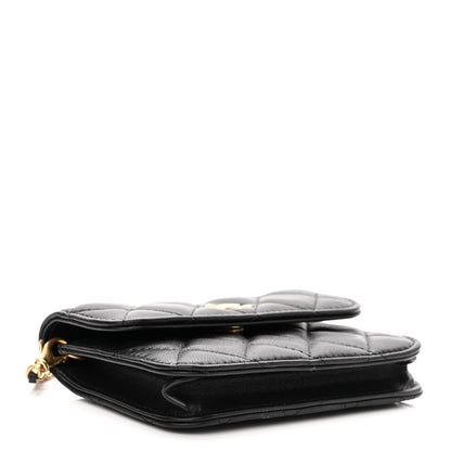 Chanel Lambskin Quilted Pearl Crush Clutch With Chain Black 4 of 12