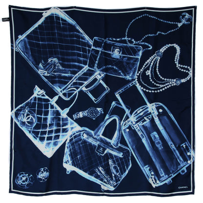 Chanel Silk X-Ray Scarf Navy White 2 of 7