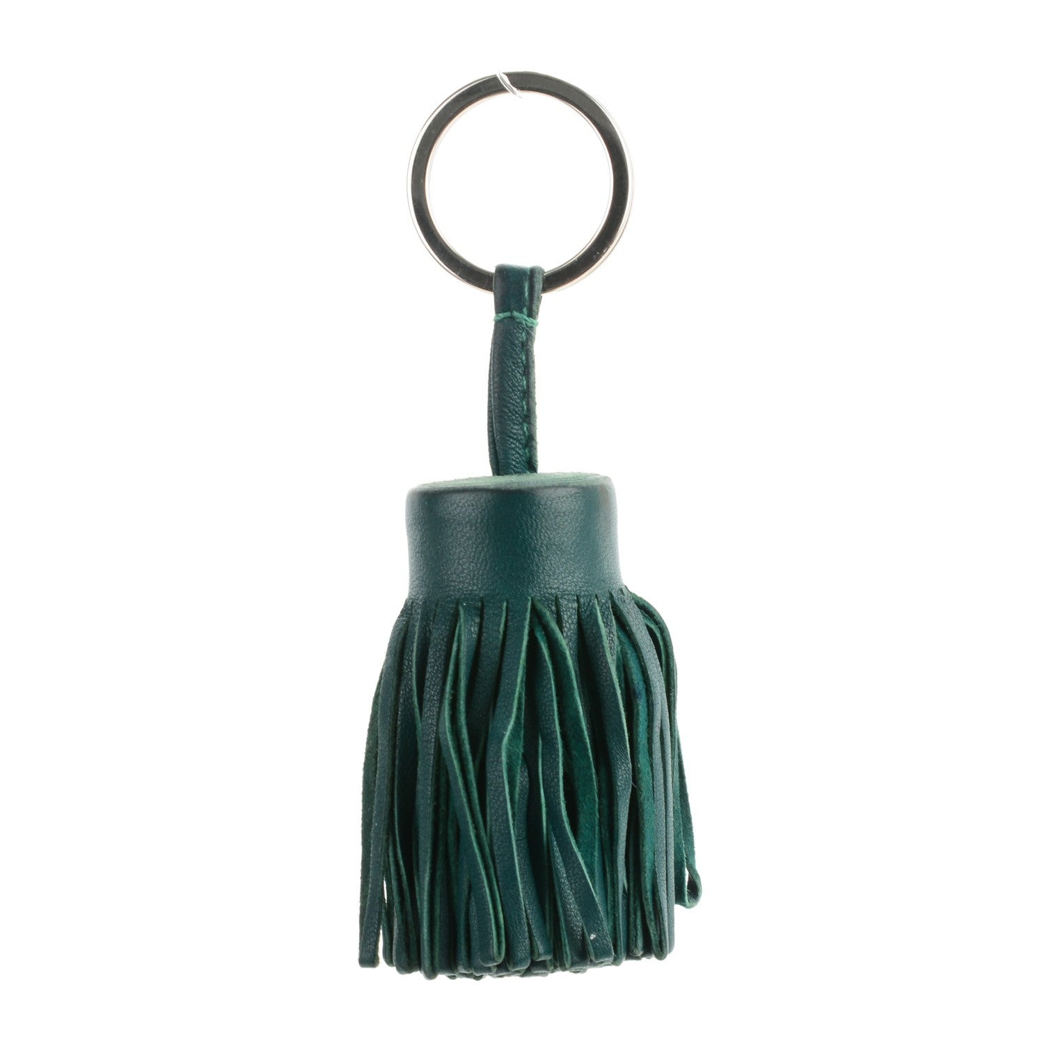 Hermes Lambskin Carmen Tassel Key Holder Malachite 1 of 4