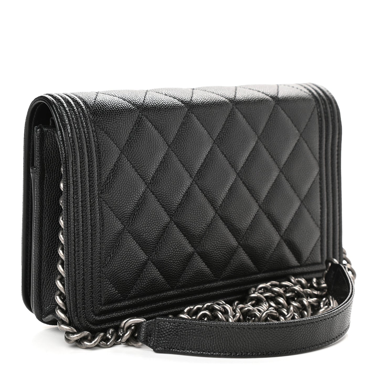 Caviar Quilted Boy Wallet On Chain WOC Black