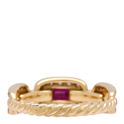 David Yurman 18K Yellow Gold Ruby Diamond 7mm Stax Chain Link Ring 52 6 3 of 5