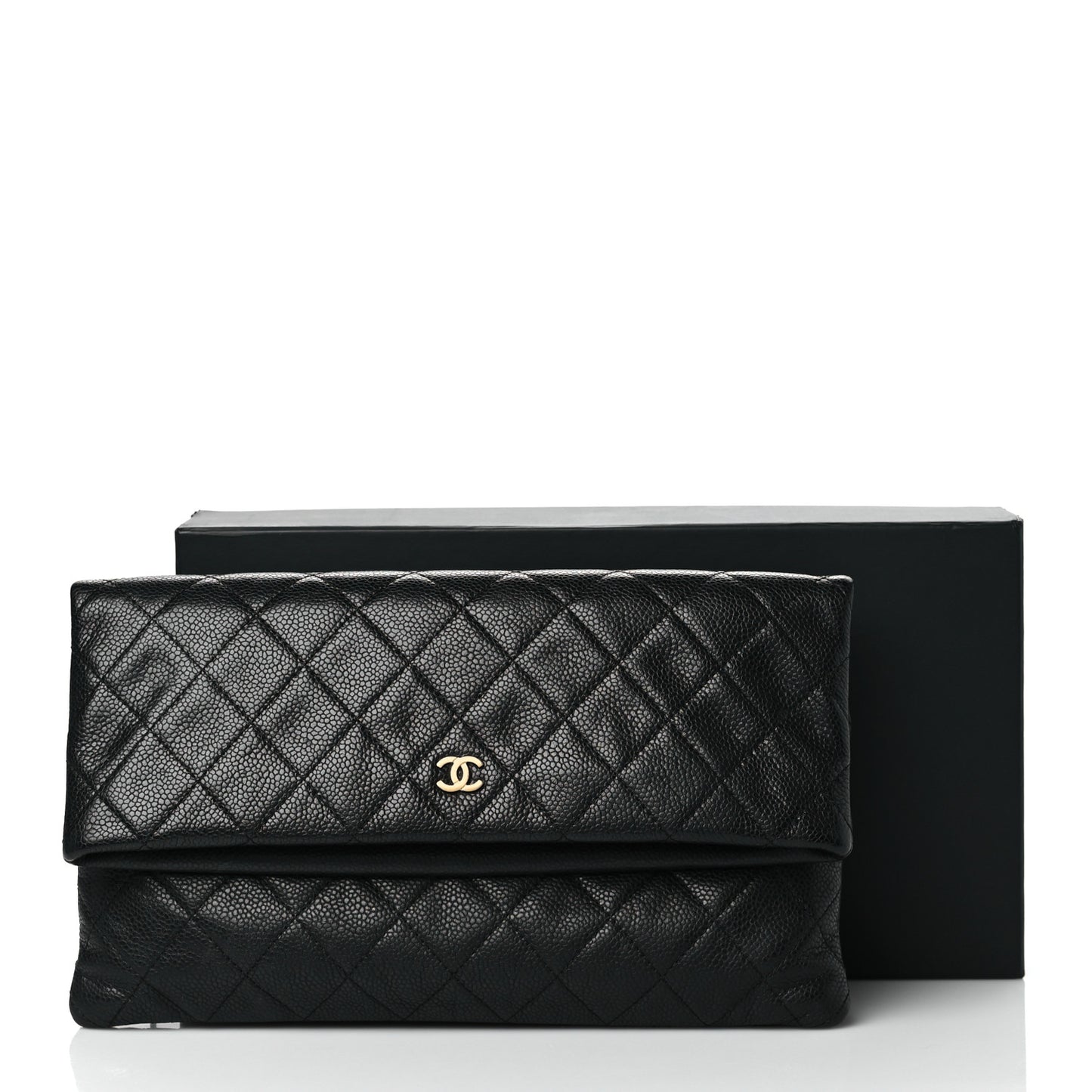 Caviar Quilted CC Beauty Clutch Black