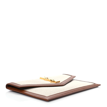 Saint Laurent Canvas Uptown Pouch Natural Beige Brick 4 of 7