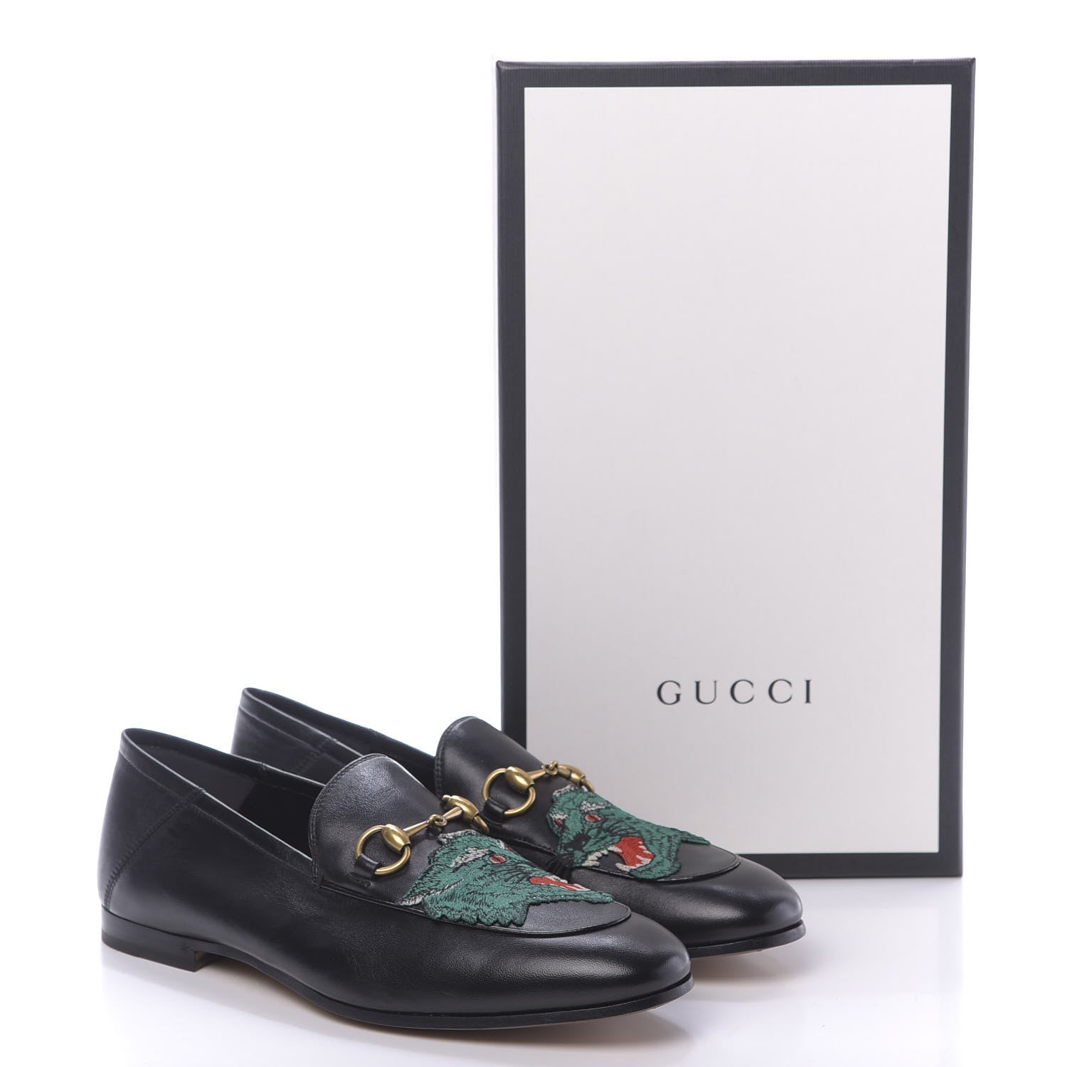 Gucci Lambskin Wolf Embroidered Mens Brixton Horsebit Loafers 8.5 Black 12 of 12