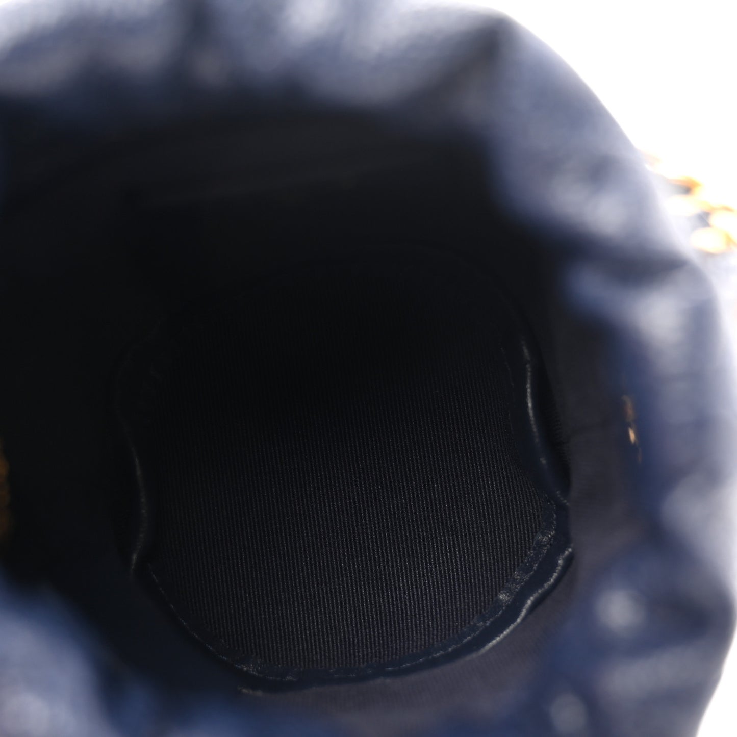 Caviar Quilted Twist Your Buttons Mini Bucket Bag Navy