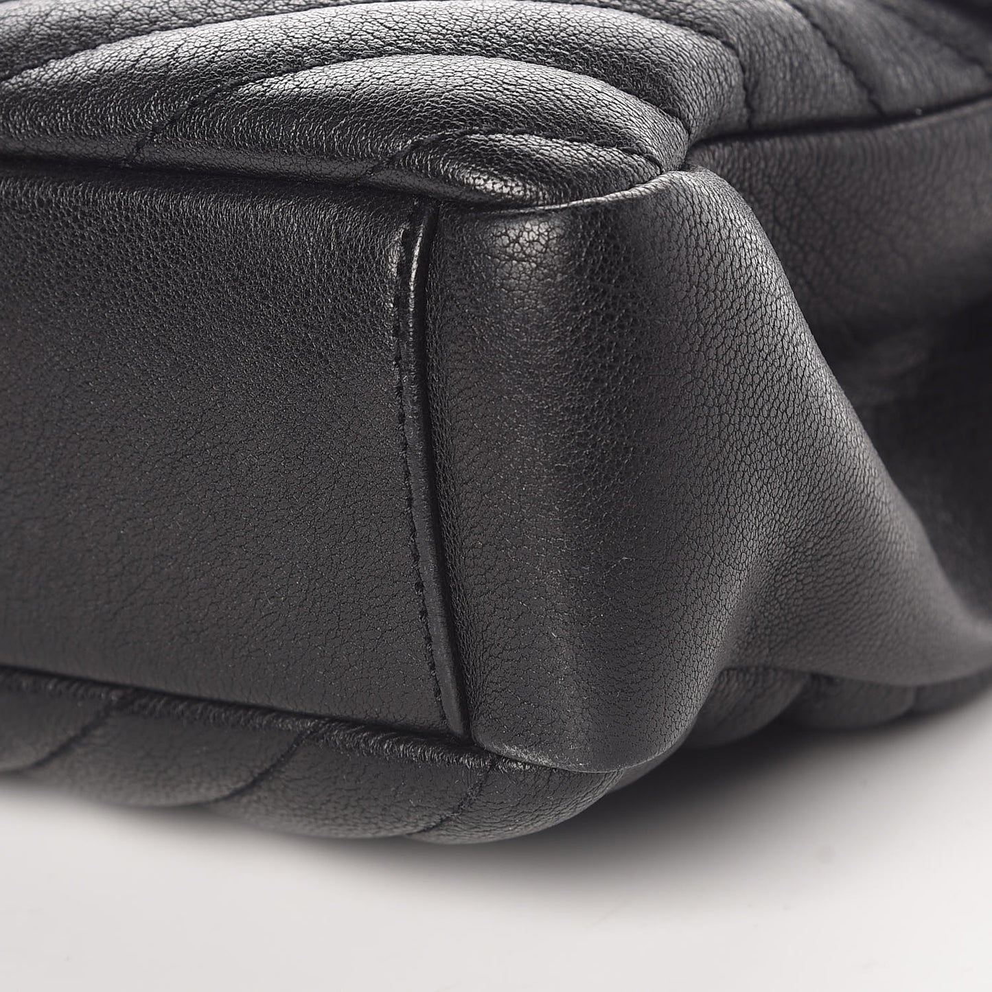 Sheepskin Matelasse Chevron Monogram Medium College Bag Black