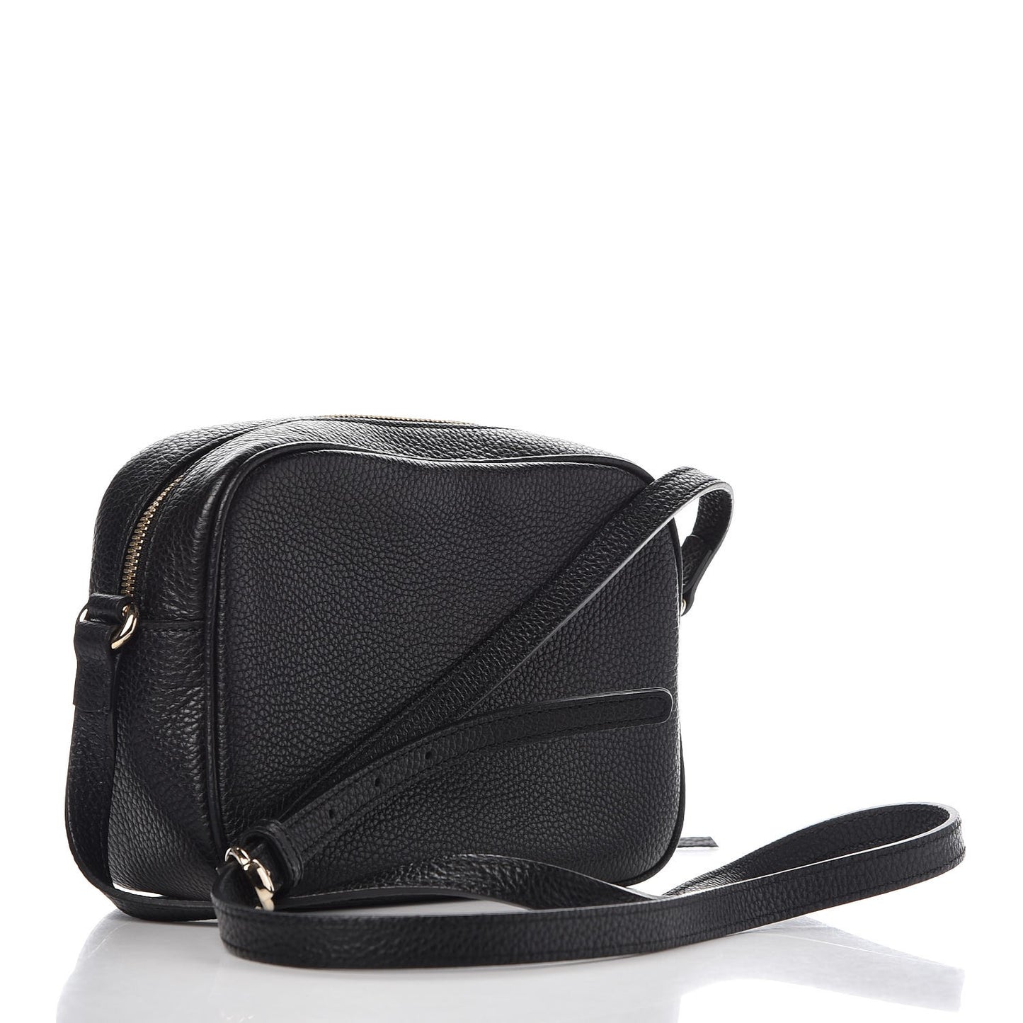 Pebbled Calfskin Small Soho Disco Bag Black