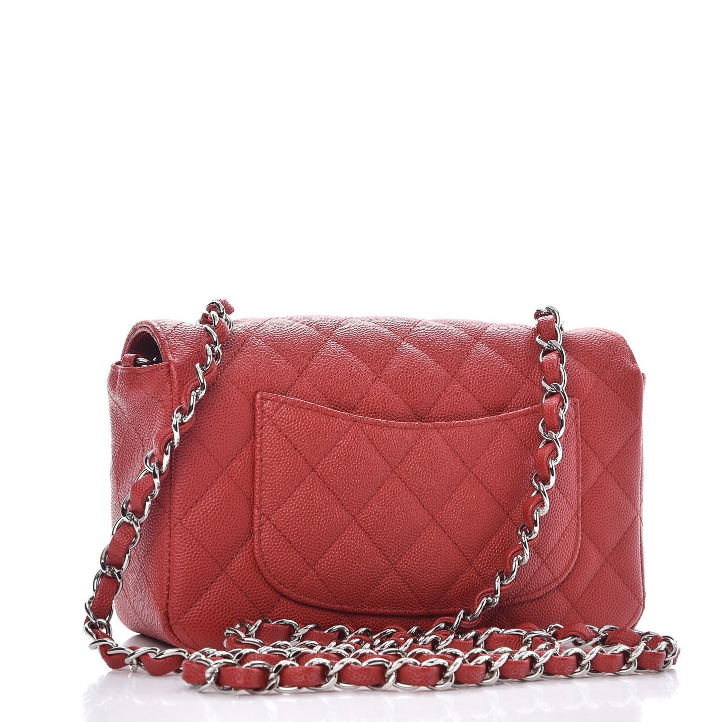 Caviar Quilted Mini Rectangular Flap Red